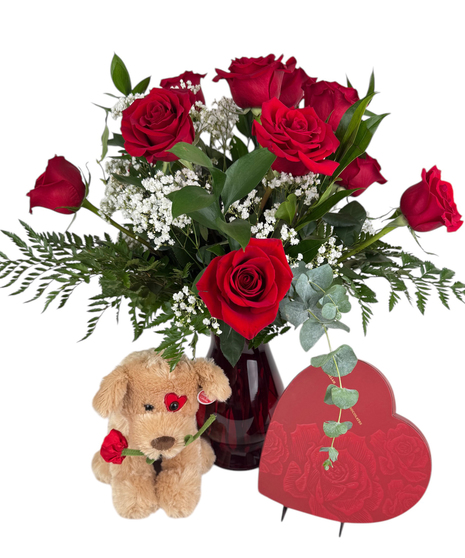 The Romantic - Roses, Chocolates & Puppy